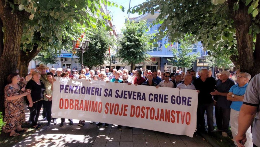 NAJNIŽA PENZIJA U CRNOJ GORI DA BUDE 350 EVRA Protest penzionera u