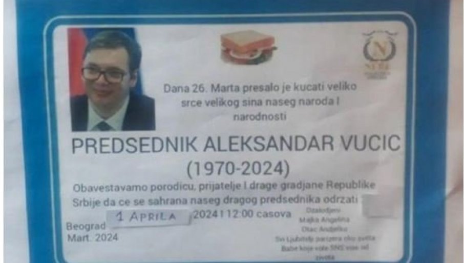 BOLESNO I SRAMNO! Đilasova opozicija štampa čitulje za Vučića; Hitno se oglasila predsednica Skupštine - 