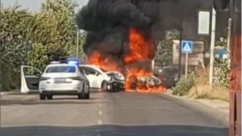 ЈЕЗИВА НЕСРЕЋА НА УЛАЗУ У ПАНЧЕВО: Аутомобили горе, пет особа повређено (ВИДЕО)