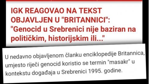 ISLAMISTI KOJI RUŠE VUČIĆA POBESNELI Čuvena enciklopedija Britanika tvrdi: Srebrenica nije genocid