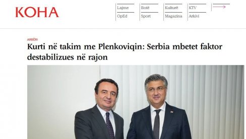 ШИПТАРСКО-УСТАШКА КАМПАЊА ПРОТИВ СРБИЈЕ И ВУЧИЋА: Наша земља главна тема састанка Куртија и Пленковића (ФОТО)