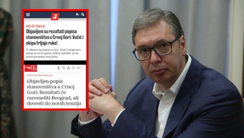 “VUČIĆ TRLJA RUKE, BIĆE TENZIJA” Bolesna mržnja Hrvata - iskoristili rezultate popisa u Crnoj Gori za novi napad na srpskog predsednika