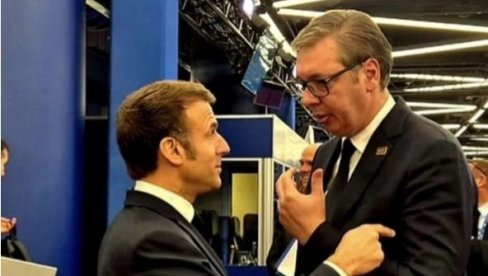 EVROPI SU POTREBNI MIR I HRABRE STRATEŠKE ODLUKE Srdačan susret Vučića i Makrona (FOTO)