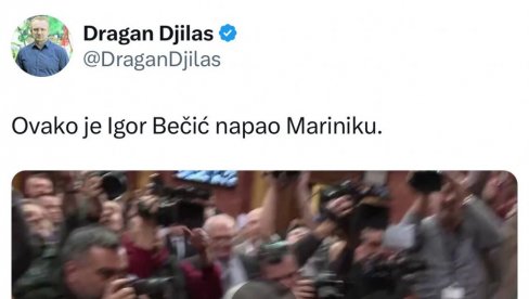 ЛАЖОВЧИНА ЂИЛАС ОПТУЖИО БЕЧИЋА ЗА НАПАД НА МАРИНИКУ: А он јој је отео флашу вина којом је поливала посланике СНС (ФОТО)