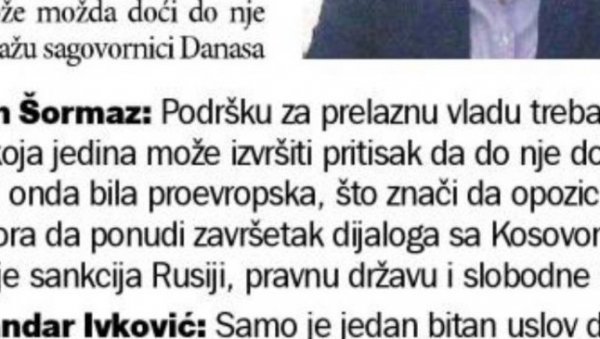 ОПОЗИЦИЈА ПОРУЧУЈЕ: Морамо обећати да ћемо ми признати Косово и увести санкције Русији