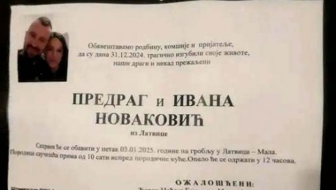 DVE DEVOJČICE OSTADOŠE BEZ OCA I MAJKE: Na ariljskom groblju u Latvici sahranjeni Ivane (37)  i Predrag (40) Novaković