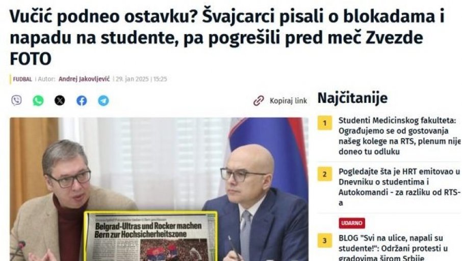 ESENCIJA LAŽNIH VESTI U ŠOLAKOVIM MEDIJIMA: Nova jedva dočekala da objavi pogrešan naslov švajcarskog tabloida da je 